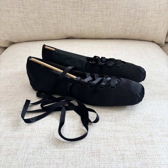 Zara Black Tied Ballet Flats size 9 - Picture 7 of 13